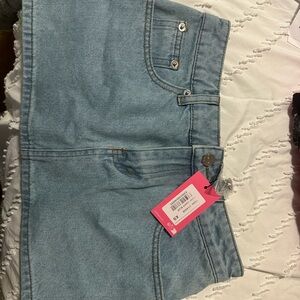 Edikted Sky Blue Denim Skirt